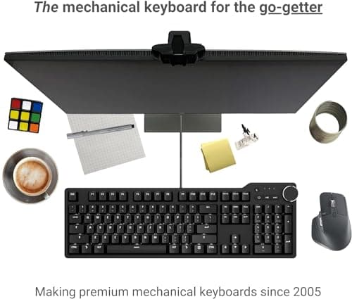 Das Keyboard 6 Professional Backlit Wired Mechanical Keyboard – Tactile Cherry MX Brown Switches, Shine-Through Keycaps, 2-Port USB C Hub, Media Controls, Durable Aluminum Enclosure, Volume Knob, NKRO 7