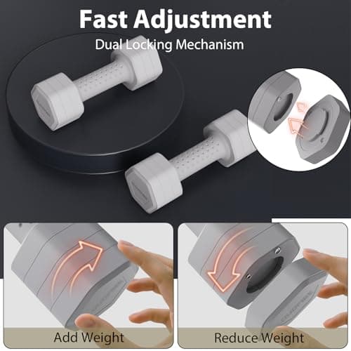 Adjustable Dumbbell Set of 2, Adjustable Dumbbells 5lb with TPU Soft Rubber Handle for Home Gym Exercise Training, Hand Weights for Women at Home (Gray) 6