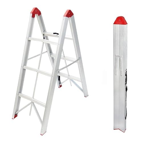 LEADALLWAY Step Ladder 3 Step Folding Compact Ladder Portable Aluminum A Frame Foldable Twin Front Step Stool, EN131 Certified, 330lb Capacity