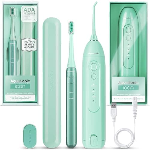 Aquasonic Icon Toothbrush & Water Flosser Bundle (Mint)