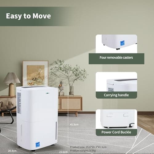 Uhome 120 Pints Dehumidifier with Drain Hose - 6000 Sq. Ft Quiet Dehumidifier for Home, Basements, Storages and Large Rooms with 1.32Gallon Water Tank 8