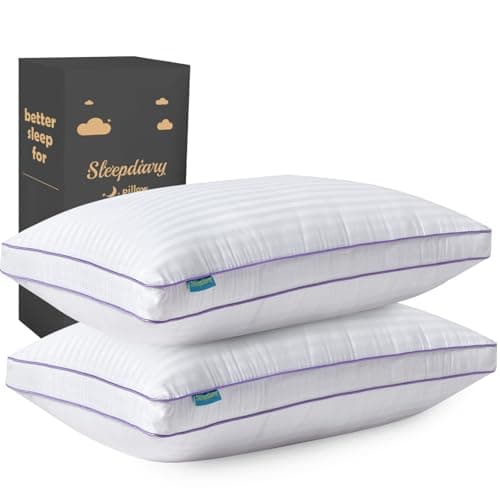 SLEEPDIARY King Size Pillows Set of 2,Hotel-Quality Bed Pillows with Zipper for Adjustable Loft, Machine Washable, Down Alternative Filling for Back, Side & Stomach Sleepers, White