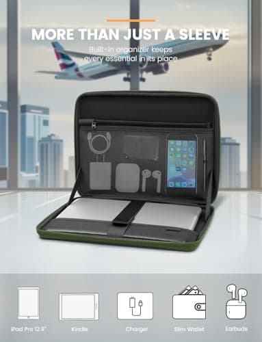 DOMISO 13.3 inch Laptop Sleeve with Handle Shockproof Computer Bag Waterproof EVA Protective Carrying Case for 13-13.3 inch Notebooks/13 MacBook Air/MacBook Pro Retina/Dell XPS 13/HP,Green 5