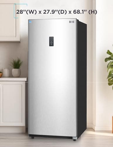 BLACK+DECKER 14 Cu. Ft. Convertible Freezer Refrigerator, Upright Freezer with Glass Shelves, ENERGY STAR rated, Frost Free, BUC1400XS, Stainless Look 7