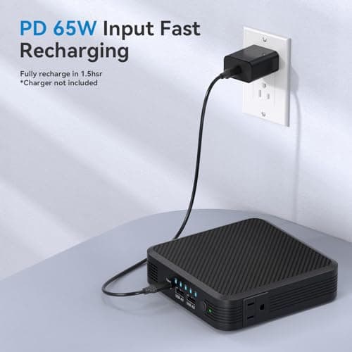 Paopaoyu Portable Laptop Power Bank 100W AC Outlet, 72Wh/20000mAh with 65W PD USB C Portable Laptop Charger, External Battery Pack for MacBook, Notebooks, Laptops 6