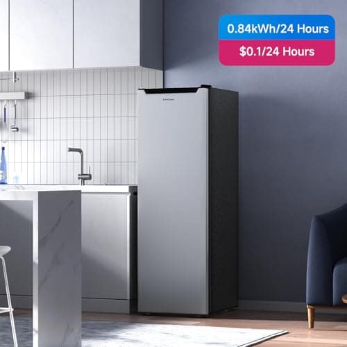 BANGSON Upright Freezer,7.0 Cu.ft Stand Up Freezer,Convertible Upright Freezer/Refrigerator,Single Door for Kitchen,Office,Apartment,Silver 7