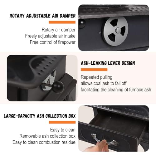Indoor Wood-Burning Heating Stove, Small Cast Iron Stove for Cabin Heating, Portable Wood Furnace with Cooking Function 1-pack 22.4 * 14.5 * 14.5in/57 * 37 * 37cm 6