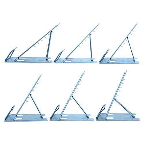 Honagu Metal Desk Book Holder, Hands Free Adjustable Cookbook & Document Holder, Portable Bookstand for Music Books, Textbooks, Recipes, Tablets & iPads (Light Blue) 5