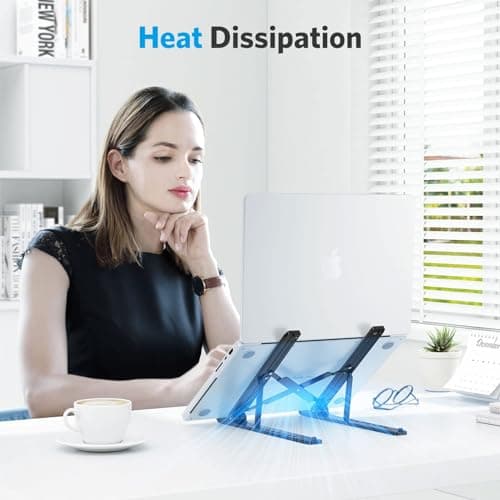 Portable Laptop Stand, OMOTON Laptop Stand for Desk Ergonomic 7-Levels Angles Adjustable Computer Stand, ABS Laptop Riser Holder Compatible with All Laptops and iPad(10-15.6") 6