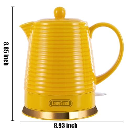 LONGSEED 1.2 liter Ceramic Electric Kettle with Infuser & Cups Set, 1000W Fast Boiling Water, Boil-Dry Protection Auto Shut Off, Detachable Swivel Base, Water Heater Teapot For Coffee & Tea 7