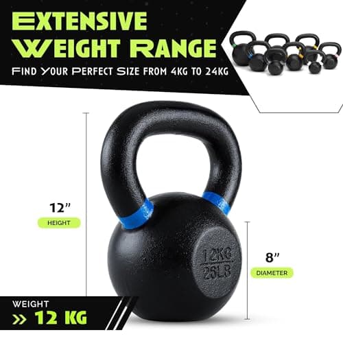 Rage Fitness 12 KG (26lbs) Kettlebell, Single-cast Iron, No-welded Joints, Wide Handle, Strength Training Kettlebells, Cast Iron Kettlebell Set, Powder Coated Kettlebell Weights For Men & Women 5