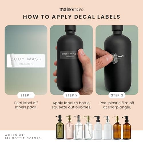 MaisoNovo Soap Dispenser 2-Piece Set | 16.9oz Green Bottles with Black Plastic Pumps 7