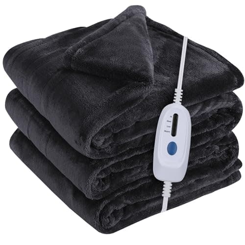 McJaw Electric Heated Blanket Full Size - 72" x 84", 10 Hours Auto Off and 4 Heating Levels, Fast Heating, Machine Washable, ETL Certification, Black