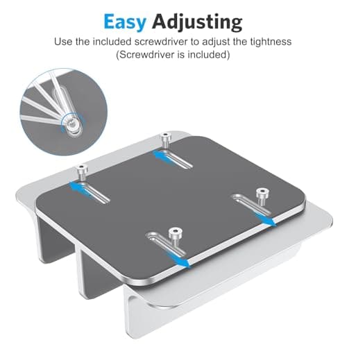 OMOTON Vertical Laptop Stand [Updated Double Version], Desktop Aluminum Mac Book Stand with Adjustable Dock Size, Fits All Mac Book, Surface, Chrome Book and Gaming Laptops (Up to 17.3 inch) (Silver) 5