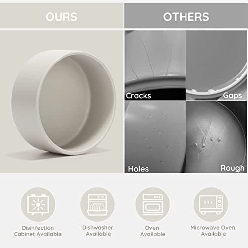 SPUNKYJUNKY Ceramic Dog and Cat Bowl with Wood Stand Non-Slip Matte Glaze Weighted Food Water Set for Cats &Small Dogs 13.5OZ 5