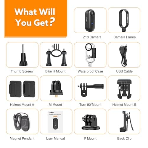 Losfom Z10 4K Action Camera, 128GB Wearable Sports Camera with Waterproof Case, Magnetic Clip, and Quick-Mount Accessories, Small Body Cam for Cycling, Diving, Travel (No WiFi No Bluetooth 7