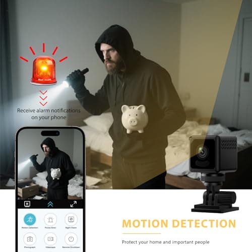 Mini Camera, 4K WiFi Micro Wireless Cameras Portable Nanny Cam with Cloud & SD Storage, Motion Detection, Night Vision, Small Smart Remote Tiny Security Camera for Home Pet Baby Office Indoor/Outdoor 6