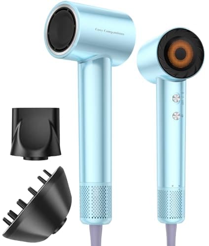 Cosy Companions High Speed Ionic Hair Dryer, 130000 RPM Fast Drying Blow Dryer with 300 Million Negative Ions, Lightweight with Heat Protection for Women & Men, Professional Salon Dryer, Blue