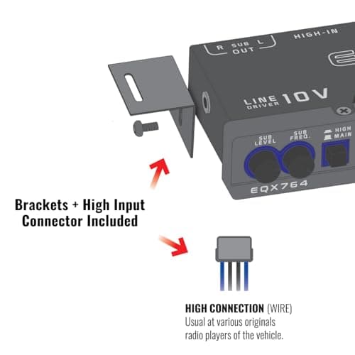 Stetsom EQX764-7 Band Equalizer, Pre-Amp Car Audio Graphic Equalizer with 4 Inputs (RCA & High) 6 Outputs, 10v Line Driver to Avoid Noise and Dedicated Sub Controls (Level & Frequency) 7