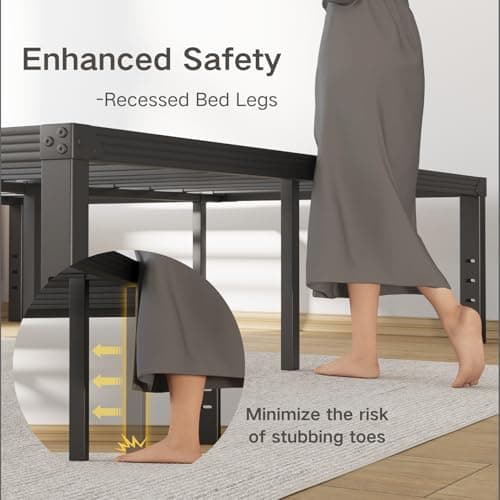 COMASACH Queen Bed Frame Heavy Duty,18" Black Metal Platform Bed Frame,Sturdy Steel Frames,No Box Spring Needed,Noise-Free,Easy Assembly 6