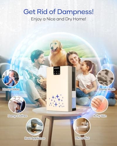 Dehumidifier, 95 OZ Water Tank Dehumidifiers for Home, 1000 sq. ft. Dehumidifier for Basement Bathroom Bedroom with Auto Shut Off, 7 Colors LED Light, Quiet Dehumidifiers with Sleep Mode, Beige 8