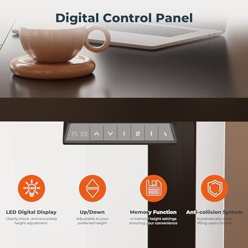 FitStand Standing Desk, Large 71x31 Inches Adjustable Stand Up Desk with Cable Management, Home Office Computer Desk with Memory Preset& Cup Holder, Black 6