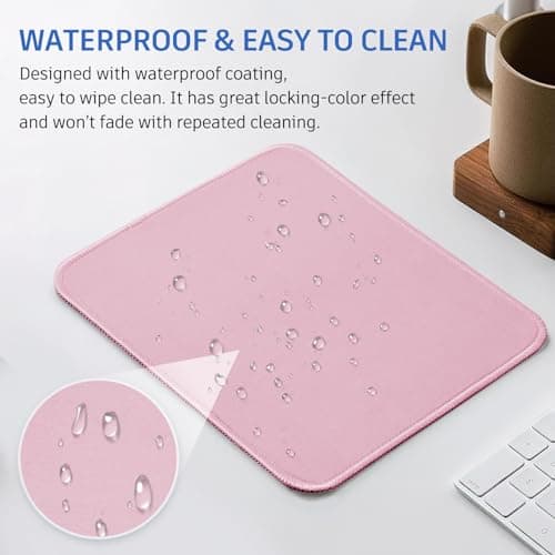 ZYAOTWQZ Pink Mouse Pad, Nice and Cute Mouse Pad, Splash-Proof Textured 10.2 x 8.2Inch, Stitched Edge Non-Slip Waterproof Rubber 6