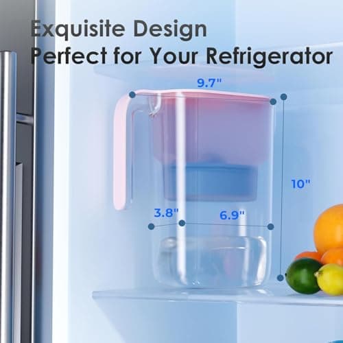 Waterdrop Alkaline Water Filter Pitcher with 1 Filter, Healthy, Clean & Toxin-Free Mineralized Alkaline Water (100 Gallons), Up to PH 9.5, BPA Free, 7-Cup, Pink 7