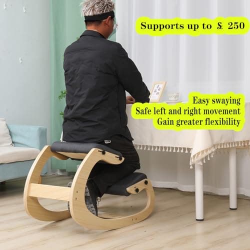 Ergonomic Kneeling Chair Adjustable Rocking Knee Chair Posture Chair for Desk,Wood Grey Home Office Kneeling Stool and Kneel Chair 7