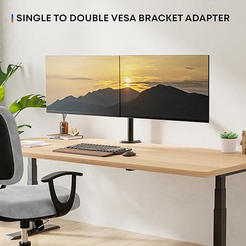 PUTORSEN Dual Monitor Wall Mount, Horizontal Assembly Mount for 2 Monitor Screens up to 27 inches,Max. 10kg, VESA 75x75/100x100mm 6