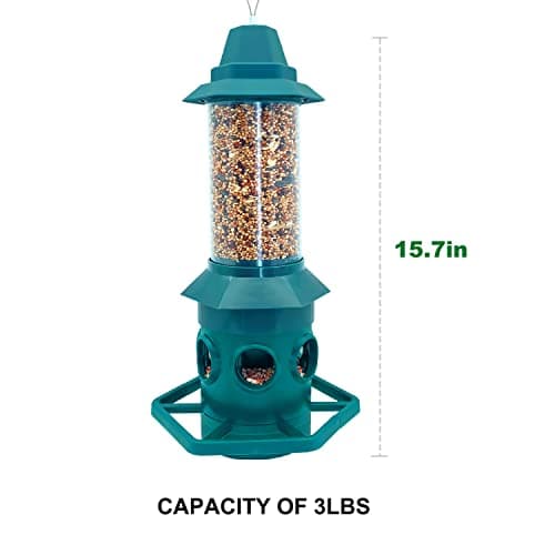 WeeFeetc Bird Feeder Squirrel Proof Bird Feeder,Bird Feeders for Outdoors Hanging Gravity Protection Squirrel Proof Wild Bird Feeders for Outside,Green 6