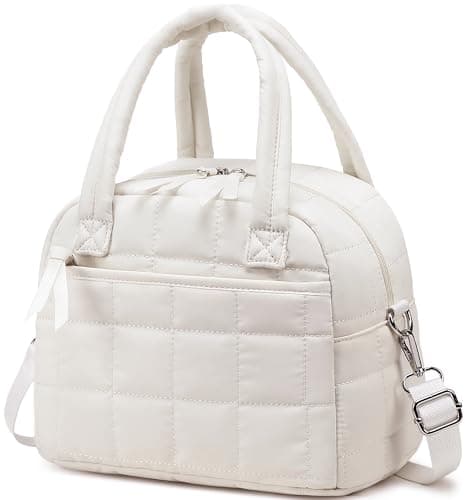 LEDAOU Lunch Box for Women Lunch bag Quilted Puffer Lunch Box with Adjustable Strap Insulated Reusable LunchBox for Work School Picnic Travel