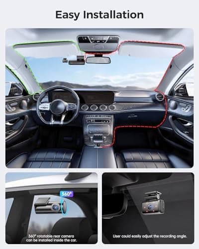 LINGDU AM100 5GHz WiFi 3 Channel Dash Cam, 4K Dual Front and Rear Dash Cam for Car with 64GB SD Card, Voice Control G-Sensor, 24H Parking Mode Night Vision, Built-in GPS Max Up Support 256GB 7