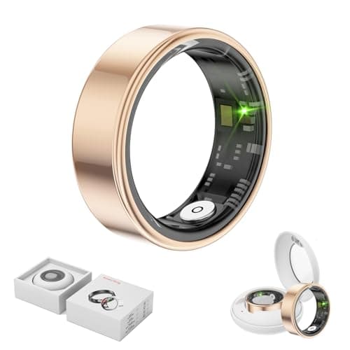 Weyrinice Smart Ring Health Tracker, Anillo Inteligente para Hombre, Health Rings for Women & Men, Long Lasting Batteries Sleep Ring (Gold, 8)