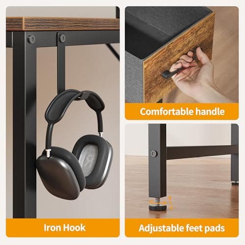 CubiCubi Computer Desk with 2 Drawers, 40 Inch Small Home Office Desk Study Writing Table, Rustic Brown 6