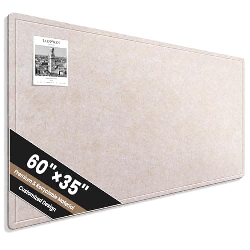 Large Bulletin Board, 60 X 35 Inches Felt Cork Board with 40 Pushpins, Foldable Felt Notice Pin Board Photo Display Board with Self-Adhesive Tape for Office Home School (Oatmeal, 60x35 inch)