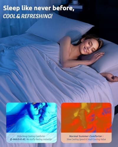 Shilucheng Cooling Comforter King Size, 100% Viscose Derived from Bamboo_ Shell, Luxurious Lightweight Blanket for Hot Sleepers, Breathable Soy Fiber and Bamboo_ Fill Duvet Insert (White) 6
