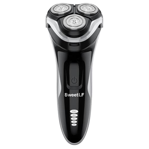 SweetLF Men's Electric Shaver (Plus 3 Blades) : Electric Razor for Men with Pop-up Trimmer, Corded and Cordless Rechargeable 3D Rotary Shaver (Quiet, Charge Time: 1 Hour, Use Time 120 min,Black