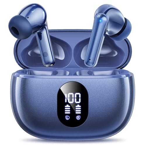 ZZU Wireless Earbuds, 2025 Ear Buds with Big Bass Stereo Sound, Lightweight Bluetooth Earbuds with 48 Hours Playtime, in-Ear Fit Earphones, IPX7, Hands-Free Calls with AI for iPhone, Android, Pad