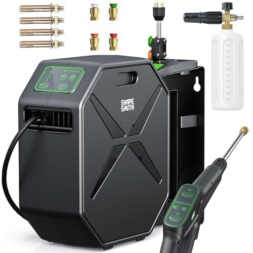 5500PSI Max Wall-Mounted Pressure Washer, Electric Pressure Washer, Remote Controlled Power Washer with 100ft Replaceable & Retractable Reel, Wall Hanging Pressure Washers