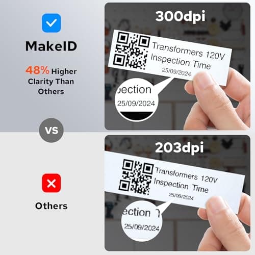 Makeid P31S Portable Industrial Label Printer, 1" Print Head with Bluetooth, Mobile/PC Software, with 0.75" x 19.68ft Label for Wire, Cable & Heat Shrink Tubes at Job Sites. 8