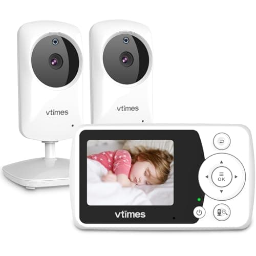 VTimes Baby Monitor with 2 Cameras, 2.4" LCD Screen Video Baby Monitor No WiFi Night Vision VOX Mode Alarm and 1000ft Range, Peace of Mind for New Parents