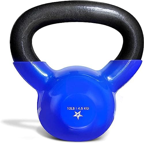 Yes4All Kettlebell, 10 lb Vinyl Coated Cast Iron Strength Training Kettlebells for Home Gym Exercises, Heavy Weights Gym, Fitness, Full Body Workout Equipment, Push up, Grip, Strength Training - Blue