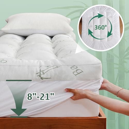 DOWNCOOL 3 Inch Queen Mattress Topper – Cooling Memory Foam Mattress Topper 6