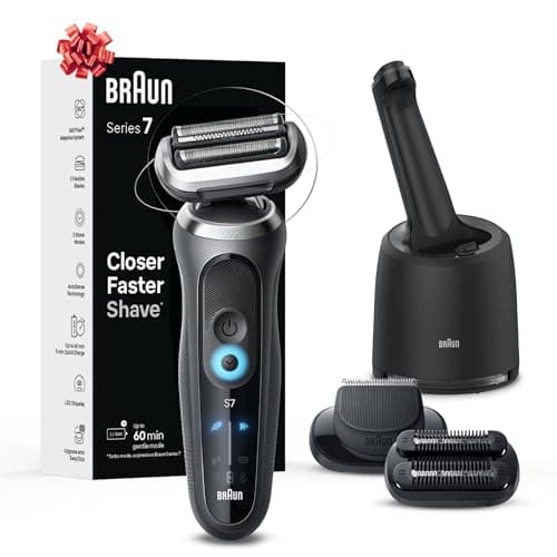 Braun Electric Shaver for Men, Series 7 7185cc, Waterproof, Wet & Dry Shave, Shaving Kit with SmartCare Center and Beard Trimmer, 3 Shave Modes, 60 Minute Battery Runtime, 10 Piece Set