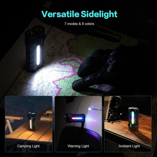 LOOP GEAR SK05 2850 LM Rechargeable Flashlight with 6000mAh Power Bank, IP68 Waterproof EDC Flashlight, Magnetic Camping Light with Flood/Spot/RGB Sidelight for Outdoor Hiking Emergency Survival Gear 5