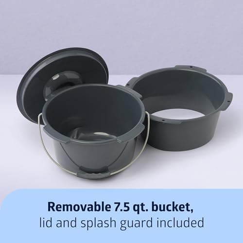 Medline 3-in-1 Steel Adjustable Bedside Commode w/ Microban Protection, Portable Bedside Toilet, 350 lb. Weight Capacity, Removable 7.5 QT. Bucket, Toilet Chair For Elderly, Tool-Free Assembly, Gray 6