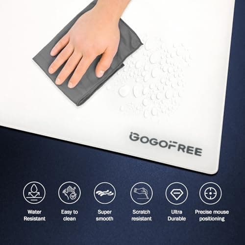 Glass Mousepad with Hard Surface for Gaming, Ultra Smooth Mouse Mat, Water-Resistant Large Mouse Pad Precision Speed Control for Esport Games/Office, White XL(15.7’’×19.6’’) 7