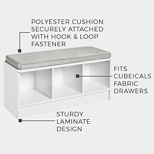 ClosetMaid 1631 Cubeicals 3-Cube Storage Bench, White with Gray Cushion 8