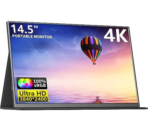 MAGICRAVEN 4K Portable Monitor, 14.5" IPS Laptop Screen, Slim Lightweight 1500:1 Dual USB C HDMI Gaming Display with Speakers, Travel Monitor for PC Phone PS5/4 Xbox Switch